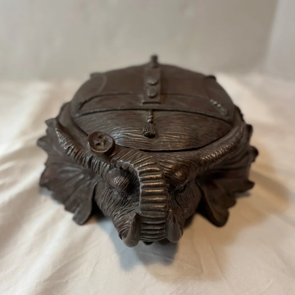 ELEPHANT Trinket Box Lid brown unique textured - Picture 3 of 15